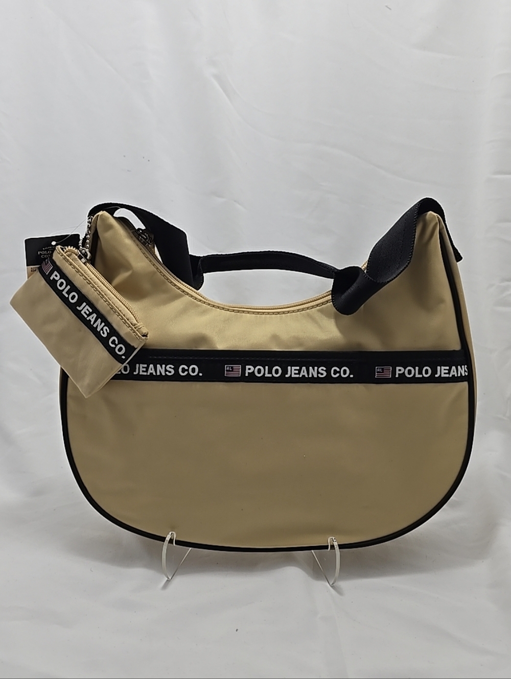 NWT Ralph Lauren Polo Jeans Company Vintage Hobo Nylon Bag With Coin Purse Khaki